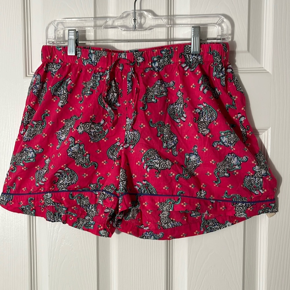 Haute Dreamz Hot pink tiger pajama sleep shorts elastic 100%cotton Large